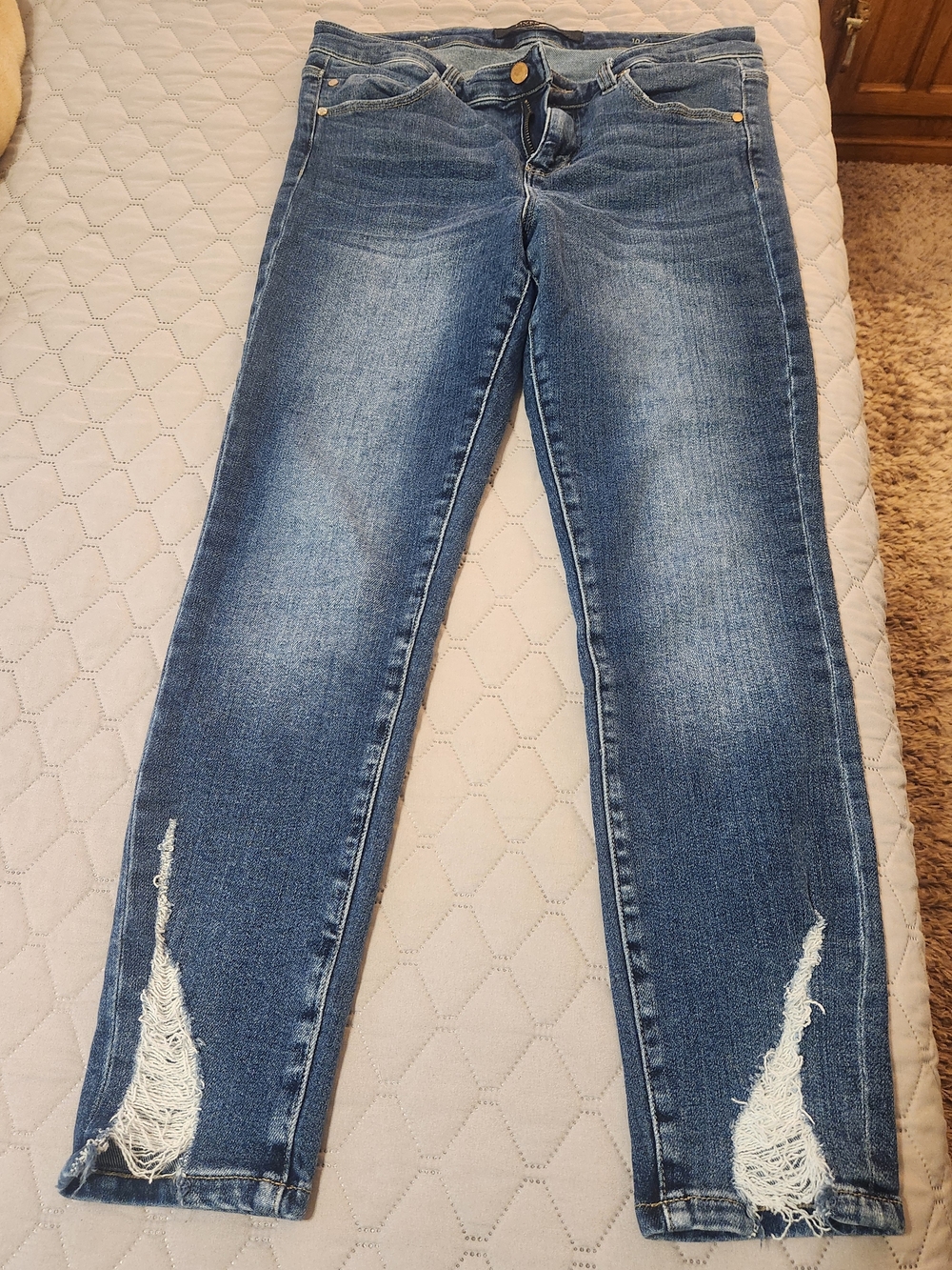 Liverpool Women's Dark Blue Skinny Jeans with Frayed Hem